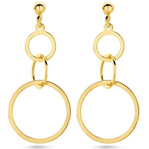 Zilver Verguld Oorhangers - Geel - Cirkels - 1 Micron - 3.4 cm Hoogte