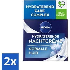 2 x NIVEA - Nachtcrème - Essentials Hydraterend - Voor normale tot gemengde huid - Met Lotusextract, Waterlelie-extract, Vitamine E & Provitamine B5 - 50 ml - Nivea Essentials - Nachtcrème - Hydraterende Crème - Normale Huid - Gemengde Huid