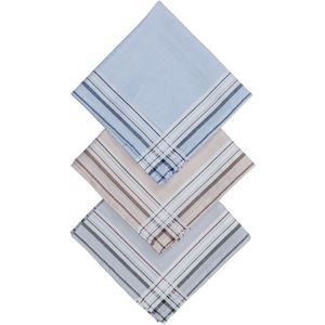 D&L Heren Zakdoeken - Streep Licht - 12 Stuks - 100% Katoen - Gesatineerd - Claire