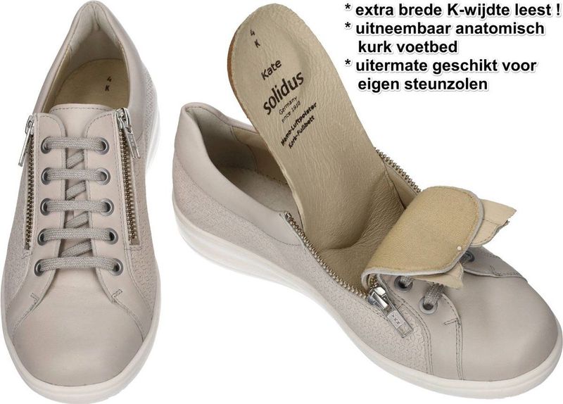 Solidus - Kate - Sneakers - Taupe - Met Uitneembaar Voetbed