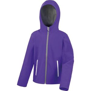 Result Core Kids Unisex Junior Hooded Softshell Jacket (Paars/Grijs)