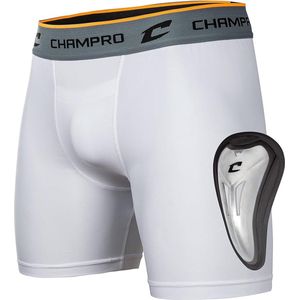Champro - Honkbal - American Football - IJshockey - Combo - Compression Boxer Short - Met C-Flex Protective Cup - Kinderen - Wit/Rood - Maat Jeugd Large