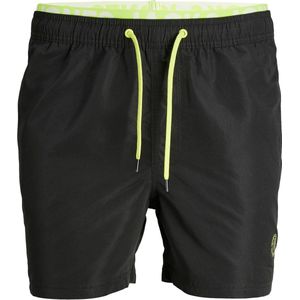 Jack & Jones Zwemshort Heren JPSTFIJI Dubbele Waistband Zwart / Neon - Maat S - Zwembroek