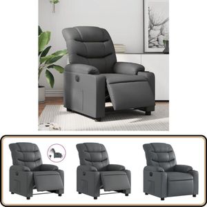 vidaXL Fauteuil - Verstelbaar - Elektrisch - Kunstleer - Grijs Elektrisch Verstelbare Fauteuil - Elektrisch Verstelbare Fauteuils - Fauteuil - Relaxfauteuil