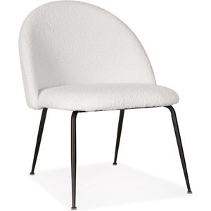 Alterego Lounge fauteuil 'NORVEGIA' van witte boucléstof en zwart metaal