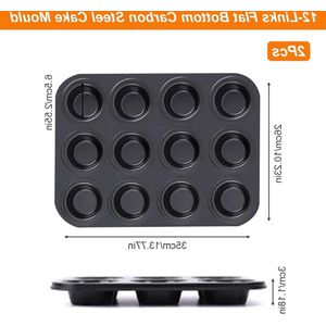 Muffins pan - 2 stuks, anti-aanbaklaag - voor cupcakes, eimuffins, cake pops, taarten - bakvorm voor muffins, koekjes, pudding