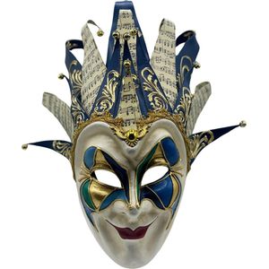 Joker masker blauw - als gedragen door dj Boris Brejcha - Venetiaans masker joker blauw