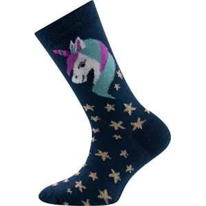 Ewers Kindersokken Meisjes - Eenhoorn en Sterren - Donkerblauw & Goud-31/34