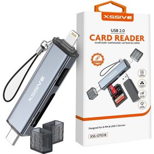 Xssive SD Kaart Lezer - Kaartlezer geschikt voor iPhone, iPad & MacBook - MicroSD, USB stick & SD Geheugenkaartlezer - Aluminum