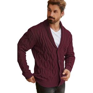 Bovista Cardigan Heren - Vest - Knopen - Warm - Gebreid Vest - Bordeauxrood - S