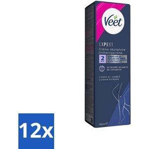 Veet Expert - Ontharingscreme met sheaboter - Lichaam & benen - Alle huidtypes - 100ml - Voordeelverpakking - 12 stuks
