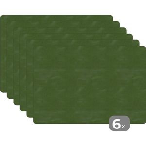 Placemat - Placemats kunststof - 45x30 cm - Inductie beschermer - Leer - Groen - Dieren - 6 stuks - Borden onderleggers antislip - Tafel decoratie - Luxe tafelversiering - Tafelmat vinyl - Bord onderlegger - Tafeldecoratie accessoires
