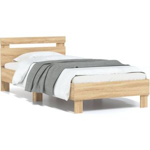 vidaXL - Bedframe - met - hoofdbord - zonder - matras - sonoma - eiken - 75x190 - cm