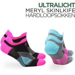 Norfolk - Sportsokken Dames - Ultralight No Show Hardloopsokken met Meryl Skinlife - 2 paar - Hardlopen - Enkelsokken - Low cut sportsokken - Fuchsia - Maat 39-42 - Thomas