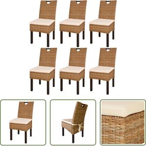 The Living Store Kubu Rattan Eetkamerstoelen - 46x57x96 cm - Natuurlijke rattan kleur - Handgemaakt