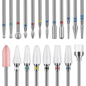 20Pcs 3/32'' Ceramic Carbide Nail Drill Bits - Diamond Bit Set for Cuticle Removal - Manicure Pedicure