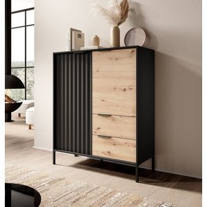 Meubella - Dressoir Ramirez - Zwart - Eiken - 103 cm