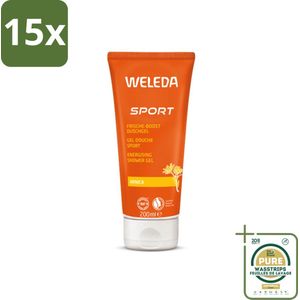 15 x WELEDA - Douchegel Sport - Arnica - 200 ml - Grootverpakking - Sportdouchegel - Herstel - Arnica - Rozemarijn - Lavendel