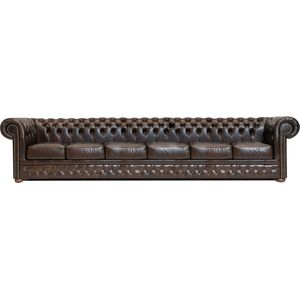 Chesterfield Bank First Class Leer | 6-zits | Cloudy Oud Bruin | 2 tot 4 weken levertijd