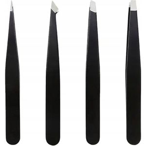 Pincetten set - 4-delig - Met opberghoesje