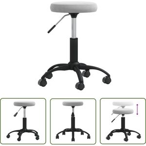 The Living Store Massagekruk fluweel lichtgrijs - Massagekruk - Salonkruk - Fluweelkruk - Ergonomische Krus - Zachte Stoel