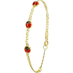 Lucardi Meisjes Armbandje met hanger - Dier - Cadeau - 14 Karaat Goud - Geelgoud