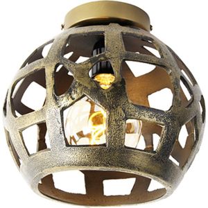 QAZQA bobby - Industriele Plafondlamp - 1 lichts - Ø 25 cm - Goud/messing - Industrieel - Woonkamer | Slaapkamer | Keuken