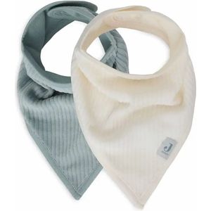 Jollein - Slab Bandana - Katoen - Slabbetjes Baby - 2 Stuks - Velvet Rib Sea Green/Ivory - 2 Stuks