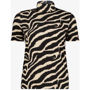TwoDay dames top met zebraprint zwart beige - Maat XL