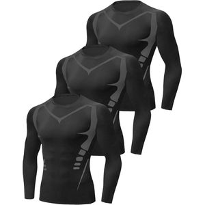 Compressieshirt Heren Lange Mouwen - Sneldrogend en Ademend Functioneel Shirt voor Training en Sport