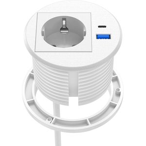 Inbouwstopcontact met USB C PD 20W - Uittrekbaar bureau stopcontact - Wit