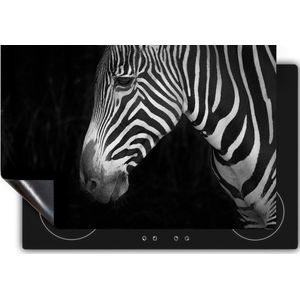 Chefcare Inductie Beschermer Zebra Kop vanaf de Zijkant - Zwart Wit - 80x55 cm - Afdekplaat Inductie - Kookplaat Beschermer - Inductie Mat