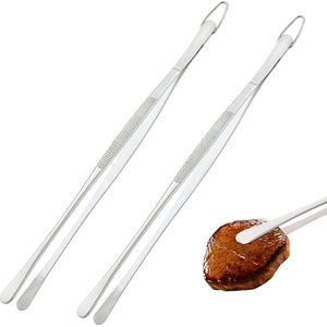 Kookpincet tang precisie gekartelde punten, roestvrij staal professioneel kookpincet keukengereedschap voor grillen, coaten en serveren