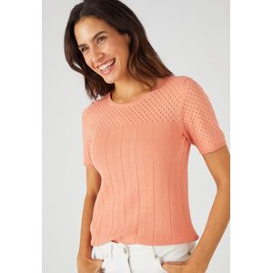 Damart - Trui opengewerkt tricot - Dames - Roze - XL
