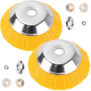 Set of 2 Nylon Weed Brushes for Brush Cutter, Weed Brush, Nylon Brush, Weed for Brush Cutter, Yellow, 19.5 x 6 cm