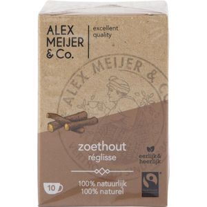 Theezakjes Zoethout Smaak Grote verpakking 60 zakjes 2 gram Alex Meijer Fair Trade