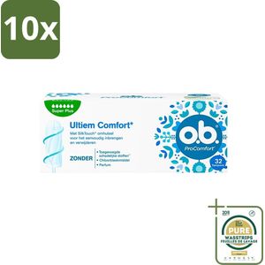 10 x o.b. - Tampons - ProComfort Super Plus - Extra Absorptie - 32 tampons - Grootverpakking - Tampons - Menstruatie - Absorptie - Bescherming - Comfort