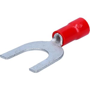 Verpakking met 10 stuks Kalitec GKSRU4 kabelschoenen vorkkabelschoenen 0,5-1,5mm² I rood gedeeltelijk geïsoleerd I PVC kraag U4 I voor het verbinden van kabels of strengen I beschermt elektrische verbindingen I krimpconnectoren