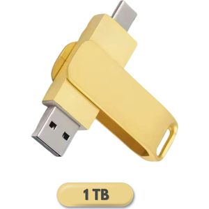 Usb stick 1tb - Perfect Speed - Goud - Dual Port - USB 3.2 - USB C - Hoge snelheid - 3 jaar garantie