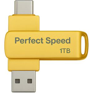 Usb stick 1tb - Perfect Speed - Goud - Dual Port - USB 3.2 - USB C - Hoge snelheid - 3 jaar garantie