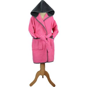 ARTG® Boyzz & Girlzz - Kinder Badjas met Capuchon - Rose/Donkergrijs - Pink/Graphite - Maat 116/128