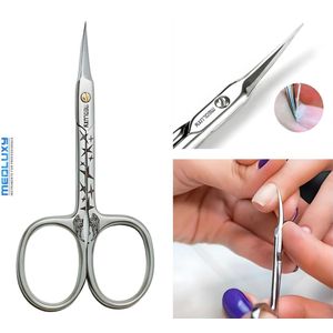MEDLUXY® Exclusive - Nagelriemschaar (huid- en vellenschaartje) - Gebogen - 9.5 cm - INOX (Nagelriemknipper, Cuticle Cutter, nagelriem schaar) [PM0583]