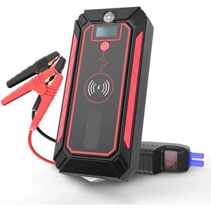 Jumpstarter - Jumpstarter voor auto - 10W - 2500A - Met compressor - Jumpstarter met Powerbank, LED-zaklamp en SOS-noodverlichting - LCD-scherm - Veiligheidshamer - Zwart