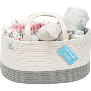 grijze en witte luiermand voor pasgeboren luiers | Babycaddy-organisator | Baby Luier Caddy Organisator | Babycommode voor babytoiletartikelen | Babycommode & opbergorganizer