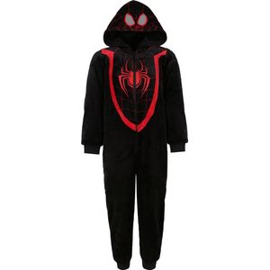 Spiderman - Eendelige pyjama / jumpsuit voor jongens, zwart, met capuchon / 104