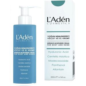 L'Aden Cosmetics - Intensieve Hydraterende Lichaams- en Handcreme, Herstellende en Verzorgende Effect, Bevat Hyaluronzuur en Centella Asiatica, Geschikt voor Droge en Normale Huid - 200 ml