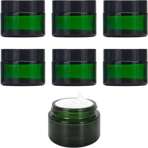 Zeynomax - Cosmetische opbergpotten voor reizen en monsters - 6 stuks, glazen crèmepot - Groen - 30 gram