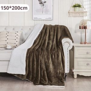 Nivard Deken - Pluche - Wollen - Dekentje - Fleece - Plaid - Knuffeldeken - Bank Deken - 1 Persoons - Koffie
