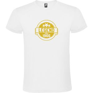 Wit T-Shirt met “Legend sinds 1966 “ Afbeelding Goud Size XXXL