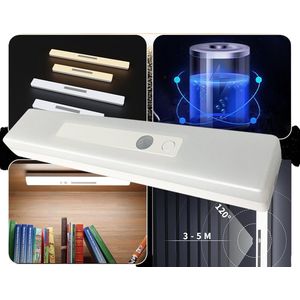 Premium Wandlamp - Kastlamp - Nieuw Model Nachtlampje - verbeterde lichtopbrengst - Slimme Nachtlamp met schemer Bewegingssensor - Dimbaar - USB Oplaadbaar - Magnetische Montage - LED Licht - 21cm lang - Warm Wit Licht.